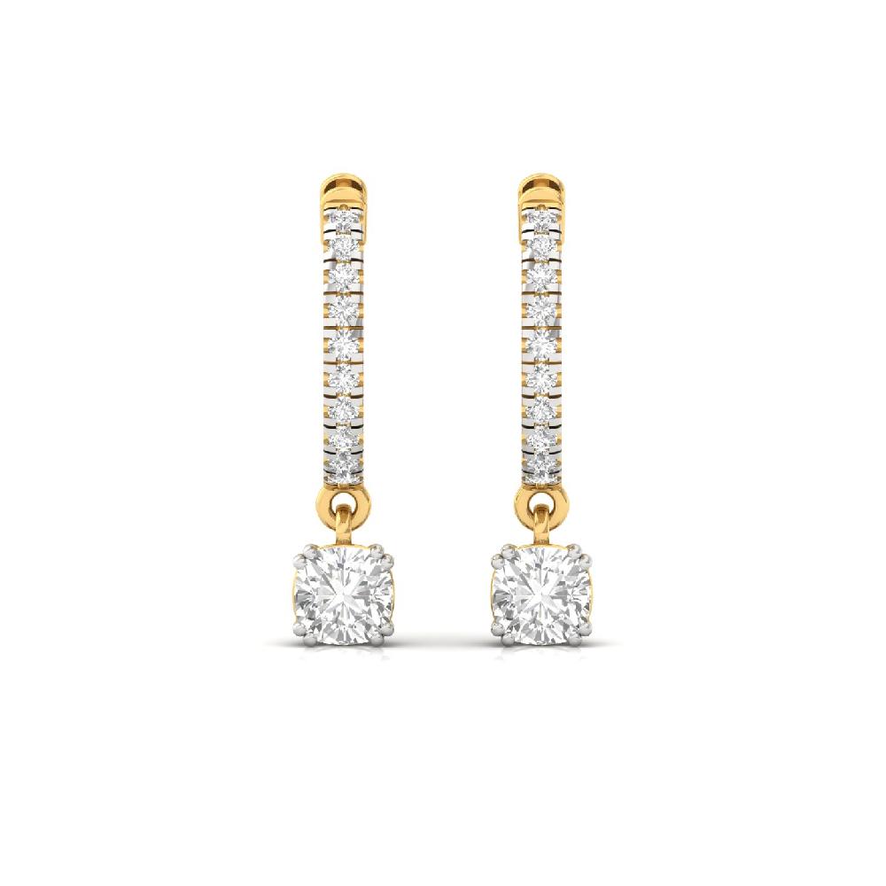 Timeless 0.65ct Cushion & Round CVD Diamond Hoop Solitaire Earrings