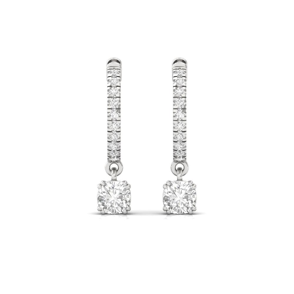 Timeless 0.65ct Cushion & Round CVD Diamond Hoop Solitaire Earrings
