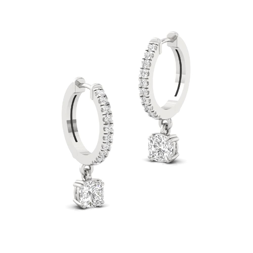 Timeless 0.65ct Cushion & Round CVD Diamond Hoop Solitaire Earrings