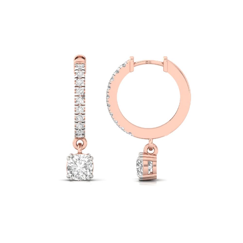 Timeless 0.65ct Cushion & Round CVD Diamond Hoop Solitaire Earrings