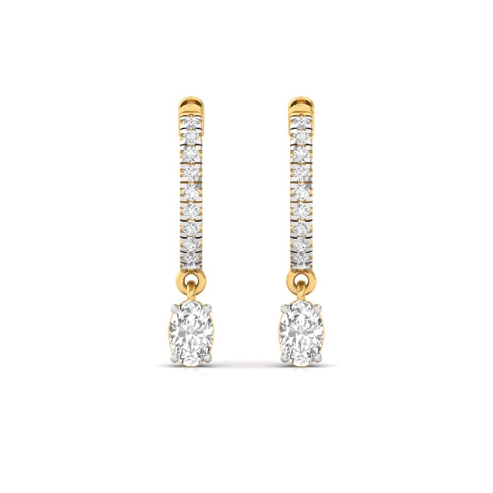 Elegant 0.73 ct Oval & Round CVD Diamond Hoop Solitaire Earrings