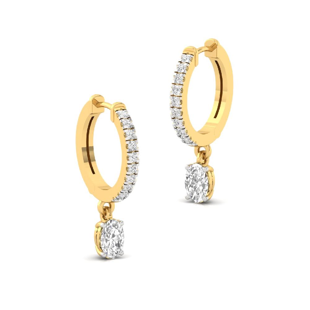 Elegant 0.73 ct Oval & Round CVD Diamond Hoop Solitaire Earrings