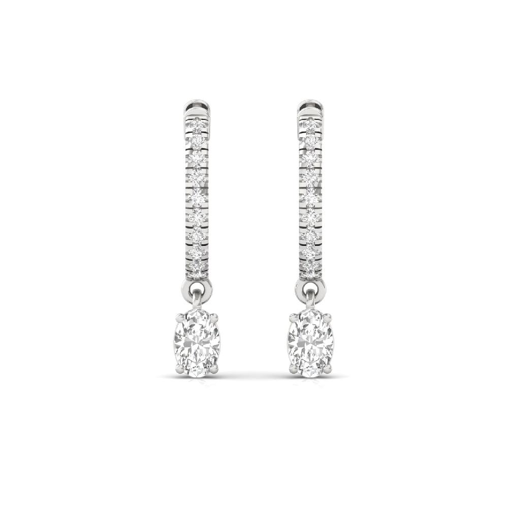 Elegant 0.73 ct Oval & Round CVD Diamond Hoop Solitaire Earrings