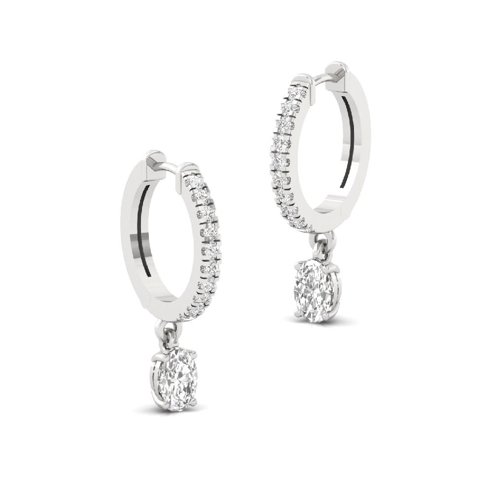 Elegant 0.73 ct Oval & Round CVD Diamond Hoop Solitaire Earrings