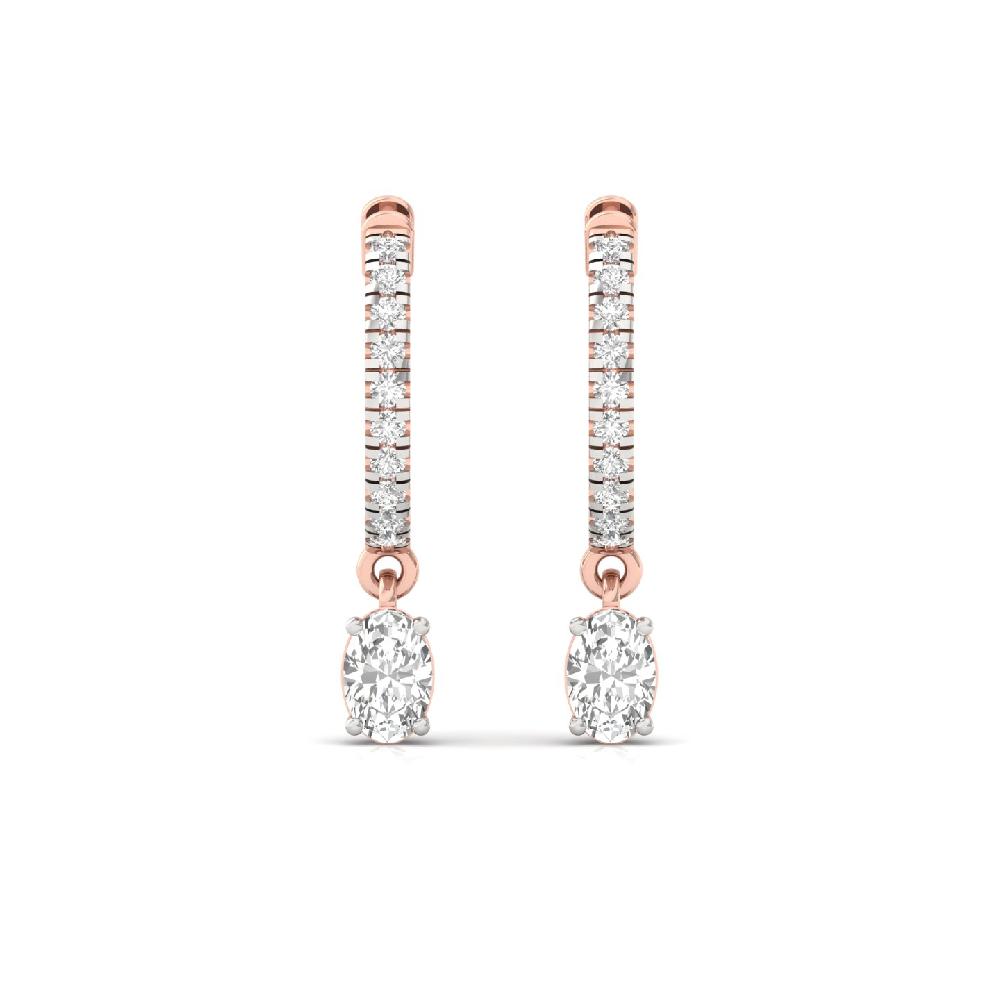 Elegant 0.73 ct Oval & Round CVD Diamond Hoop Solitaire Earrings
