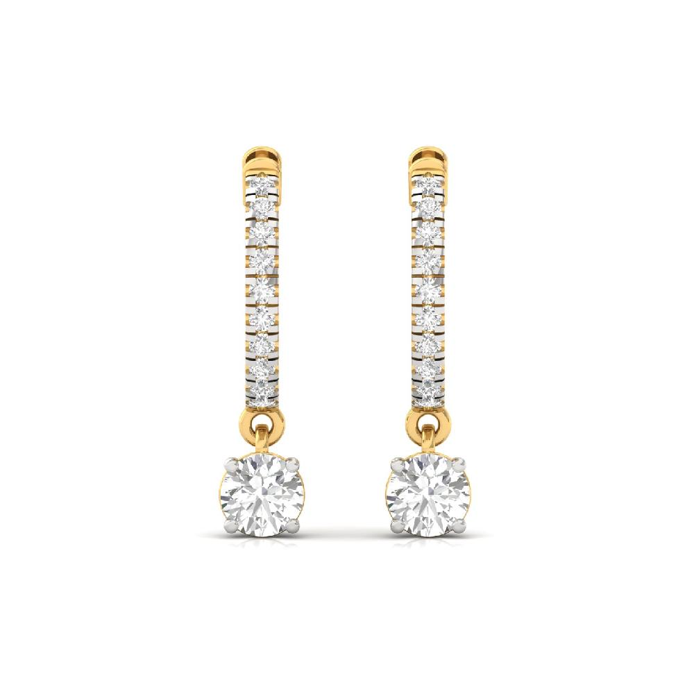 Round Diamond Hoop Solitaire Earrings CVD Diamond