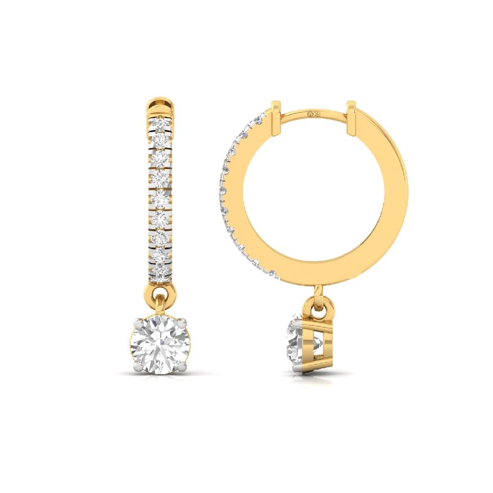 Round Diamond Hoop Solitaire Earrings CVD Diamond