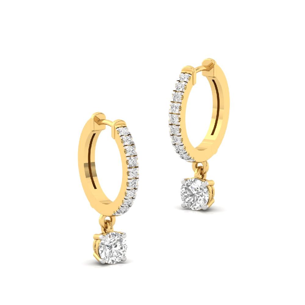Round Diamond Hoop Solitaire Earrings CVD Diamond