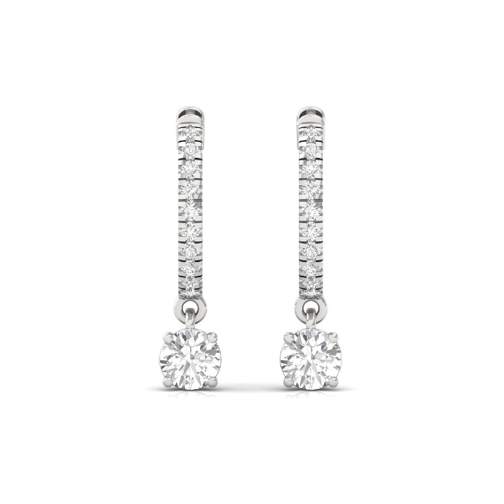 Round Diamond Hoop Solitaire Earrings CVD Diamond