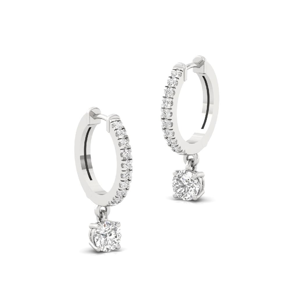 Round Diamond Hoop Solitaire Earrings CVD Diamond