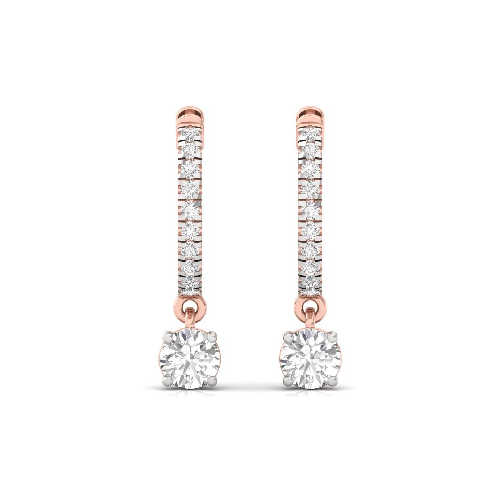 Round Diamond Hoop Solitaire Earrings CVD Diamond