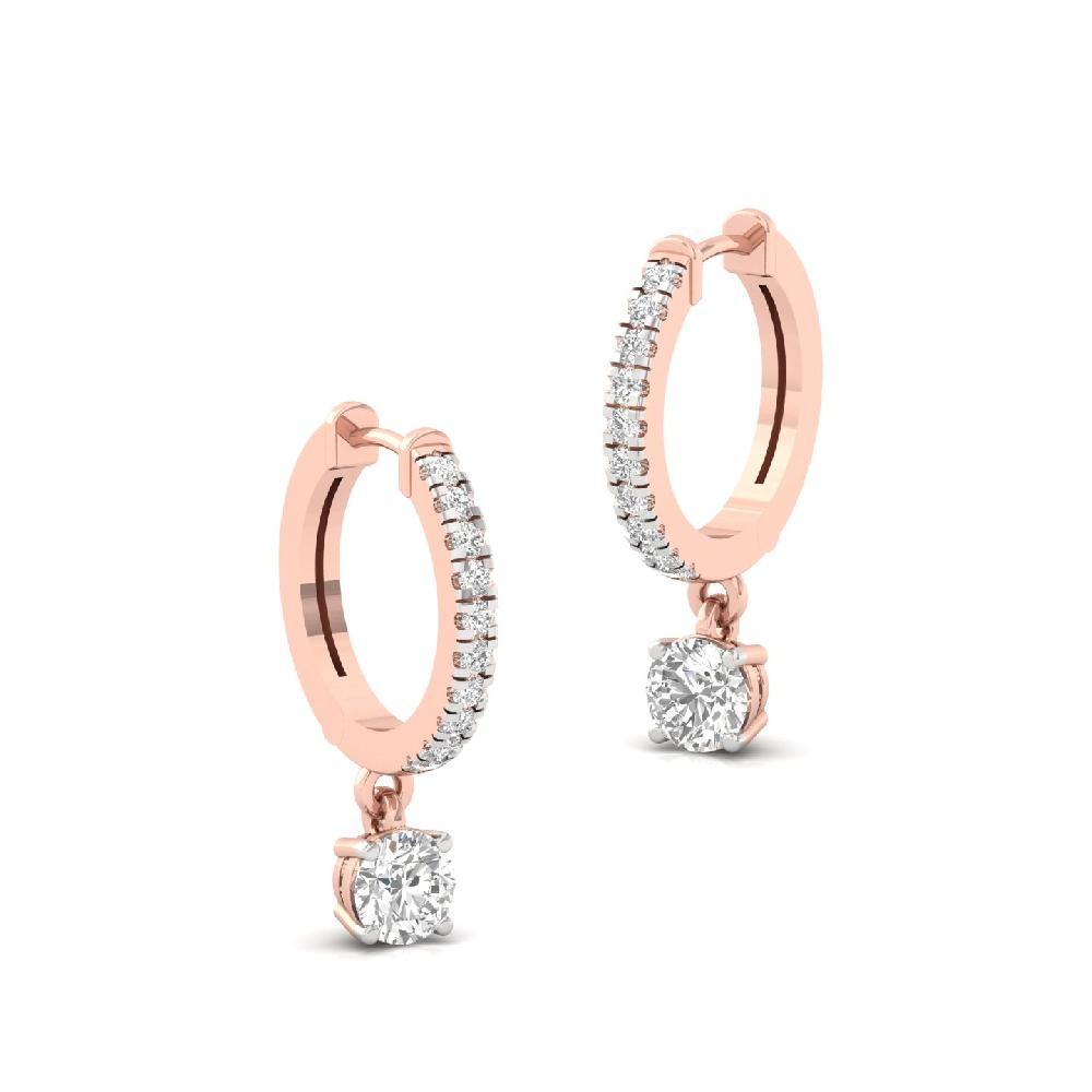 Round Diamond Hoop Solitaire Earrings CVD Diamond