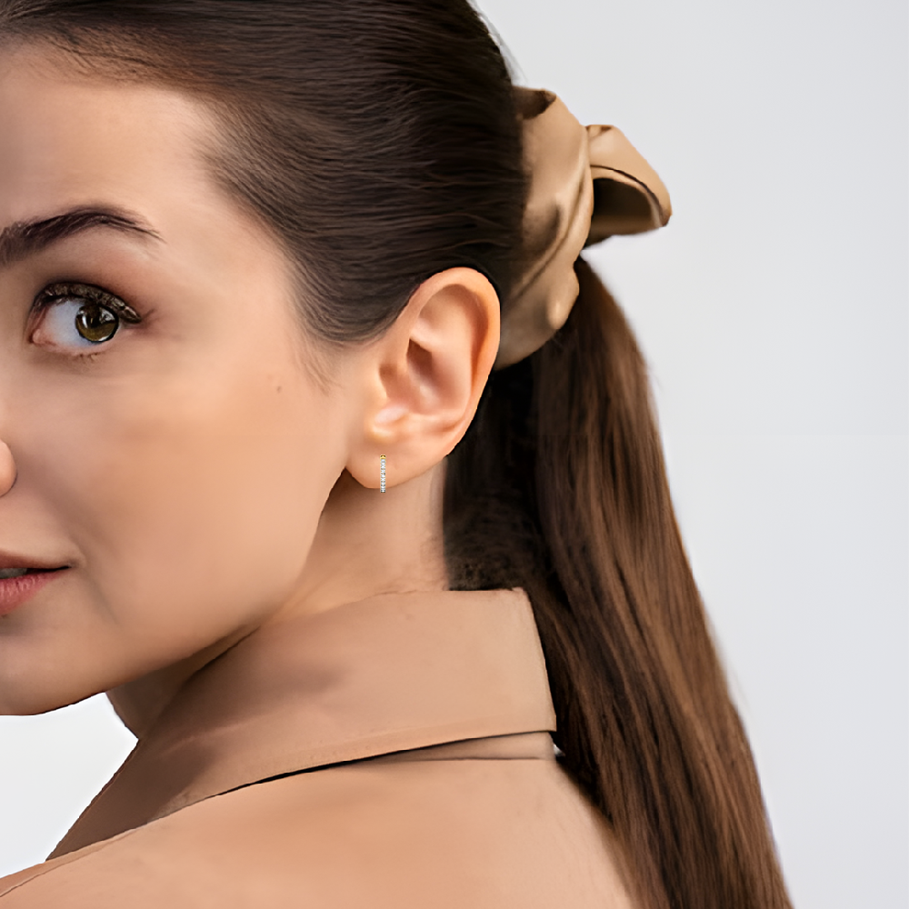 Round Cut CVD Lab grown Diamond Hoop Earrings