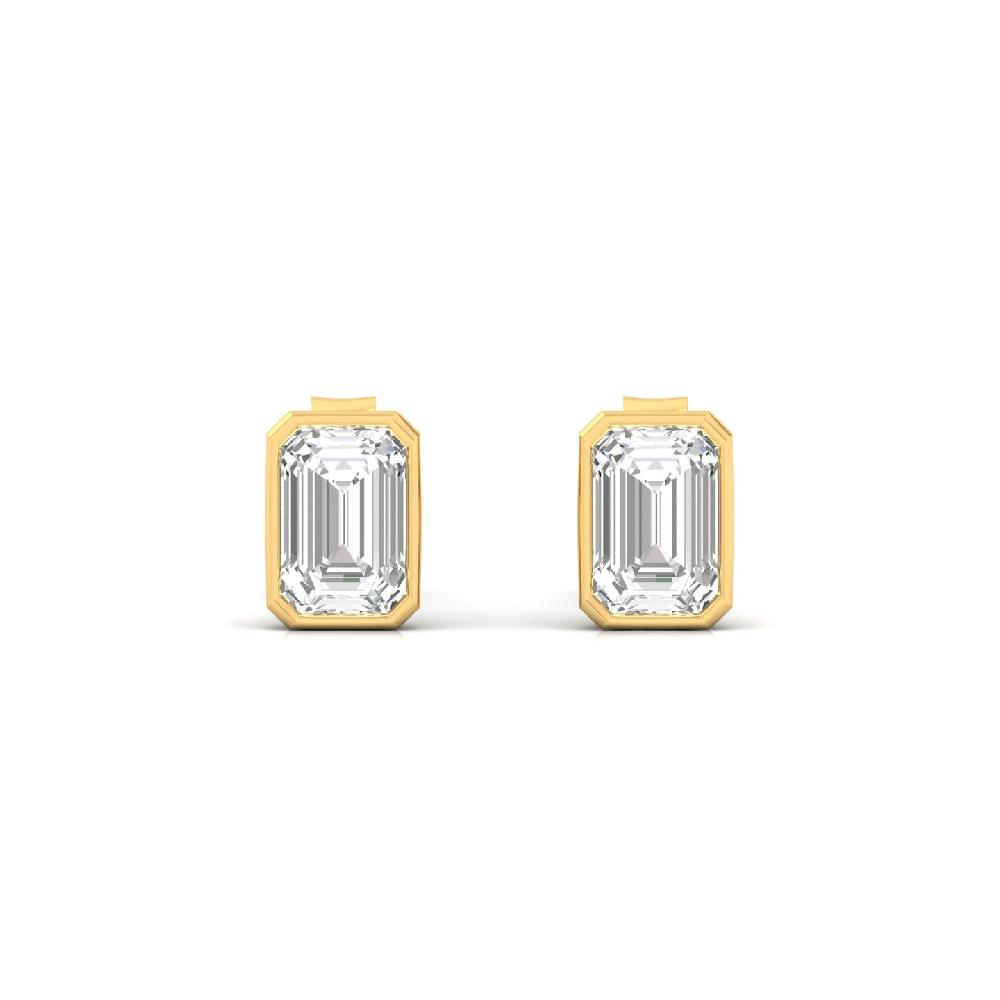 Elegant Emerald 0.555 ct CVD Diamond Solitaire Earrings