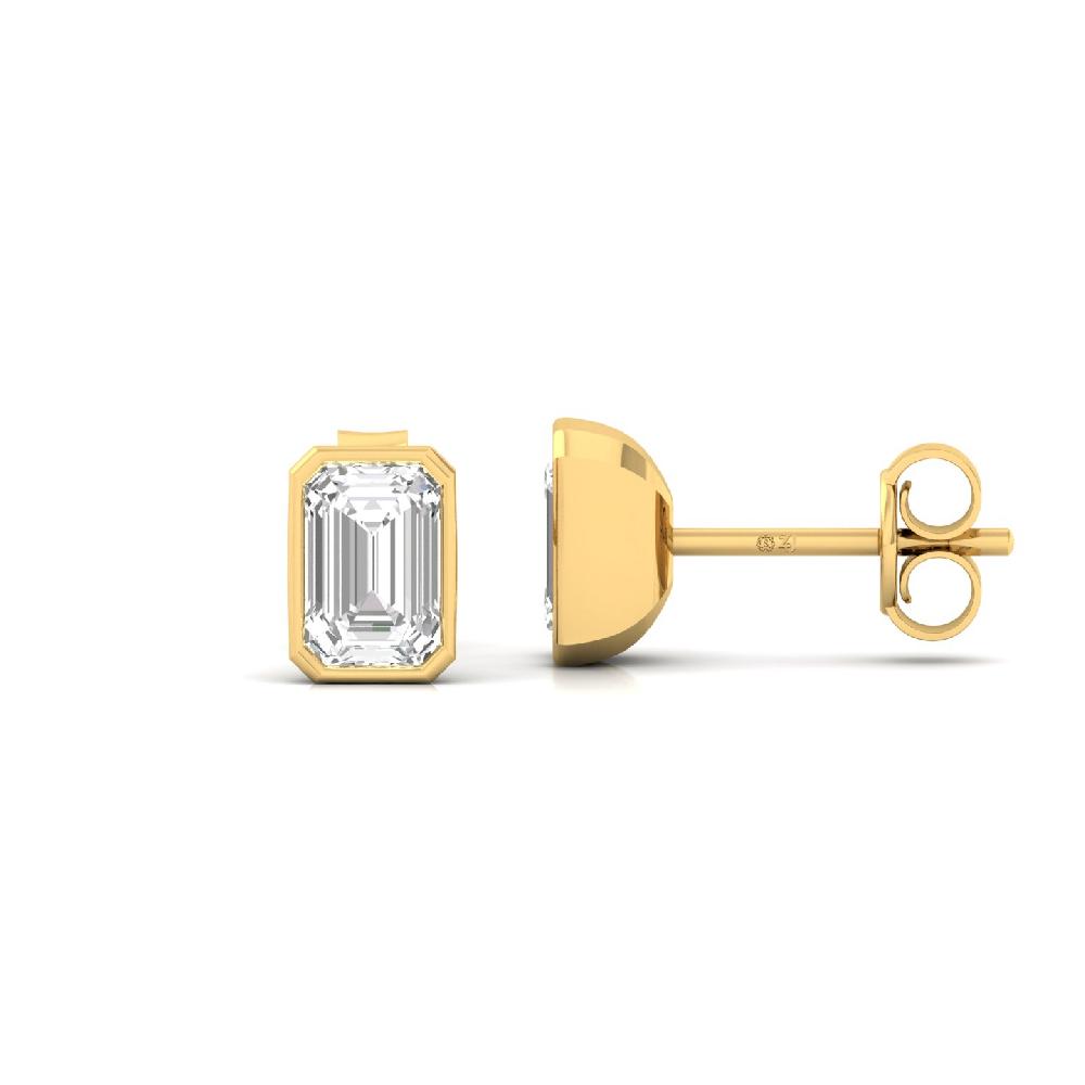 Elegant Emerald 0.555 ct CVD Diamond Solitaire Earrings
