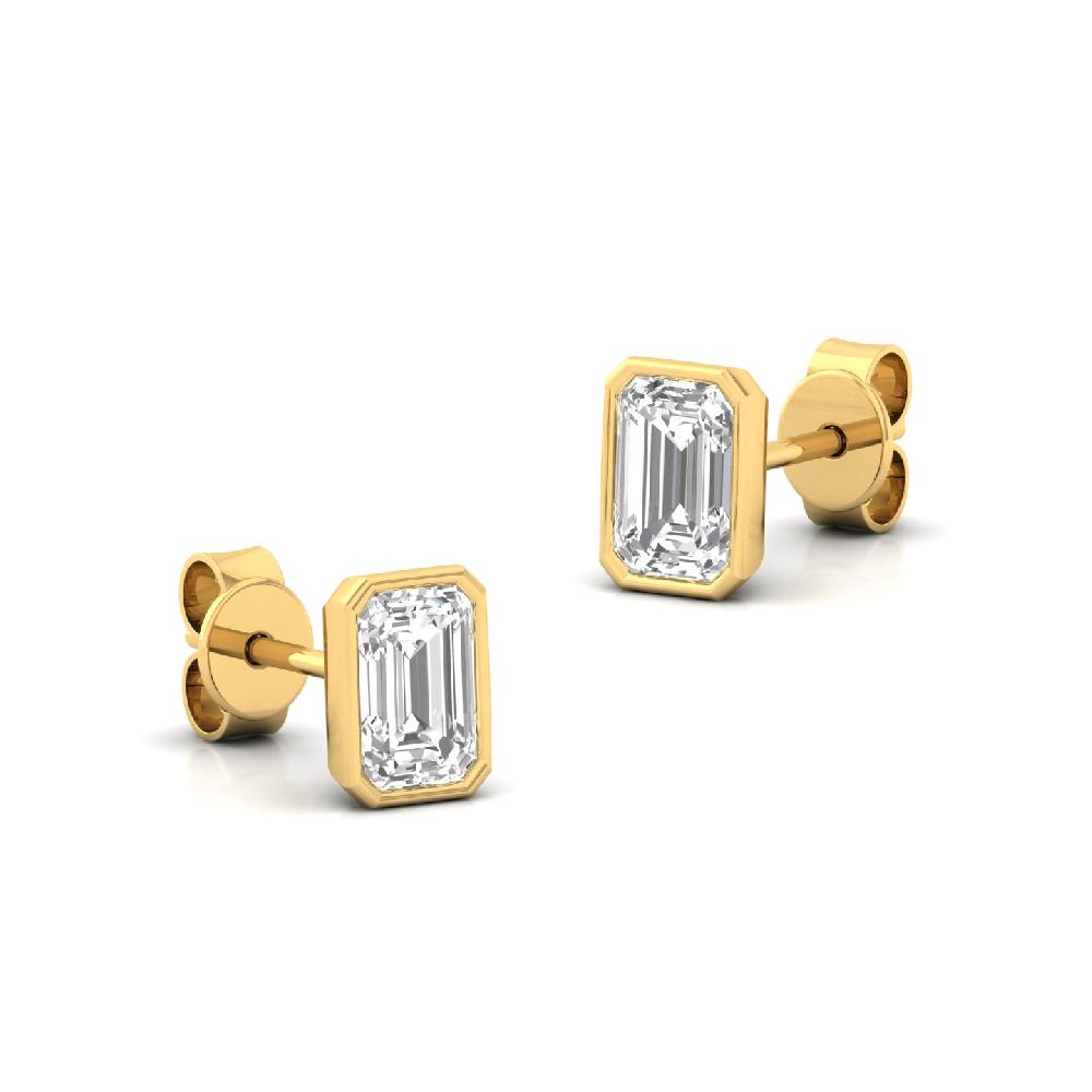 Elegant Emerald 0.555 ct CVD Diamond Solitaire Earrings