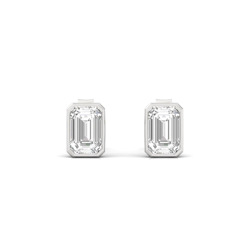 Elegant Emerald 0.555 ct CVD Diamond Solitaire Earrings