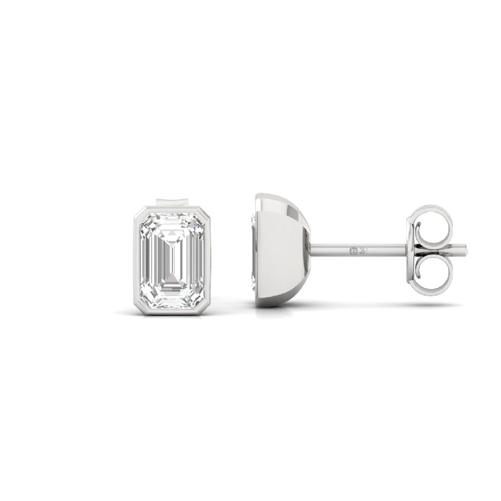 Elegant Emerald 0.555 ct CVD Diamond Solitaire Earrings