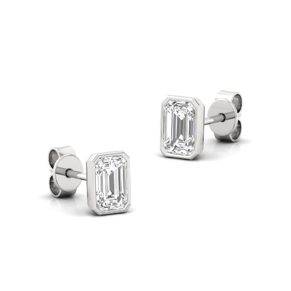 Elegant Emerald 0.555 ct CVD Diamond Solitaire Earrings