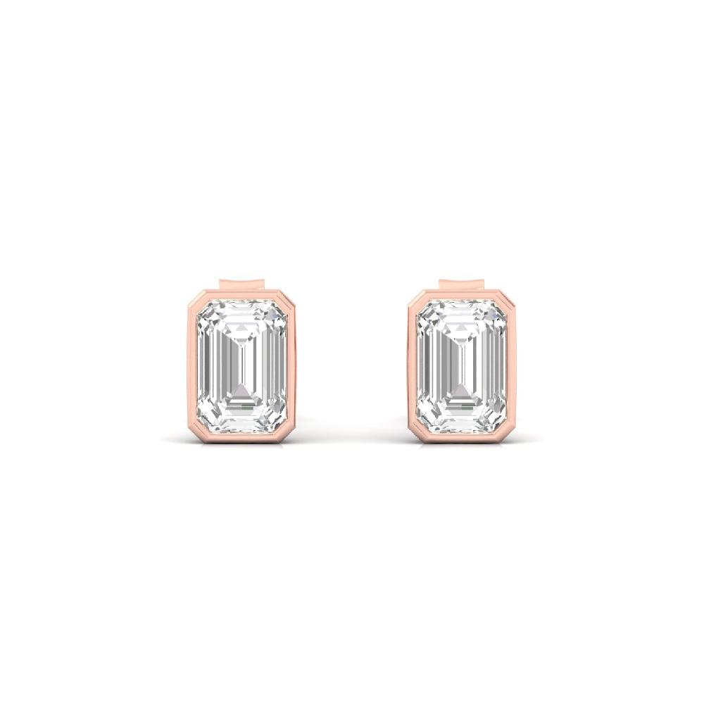 Elegant Emerald 0.555 ct CVD Diamond Solitaire Earrings