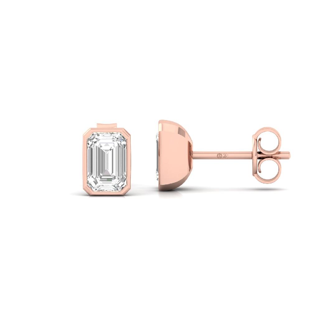 Elegant Emerald 0.555 ct CVD Diamond Solitaire Earrings