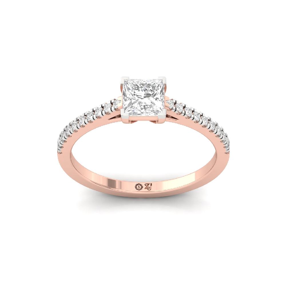 0.78ct Princess CVD Diamond Solitaire Grace Ring