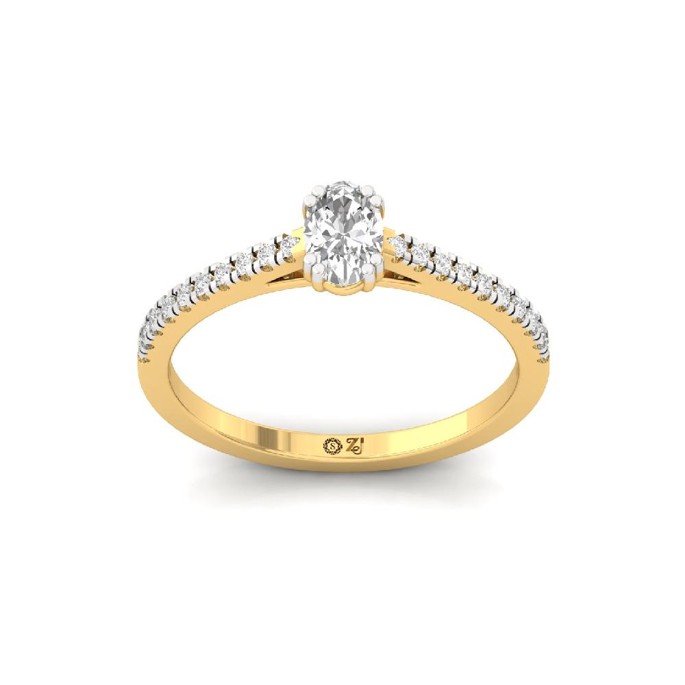 0.36ct Oval Cut CVD Diamond Golden Solitaire Ring