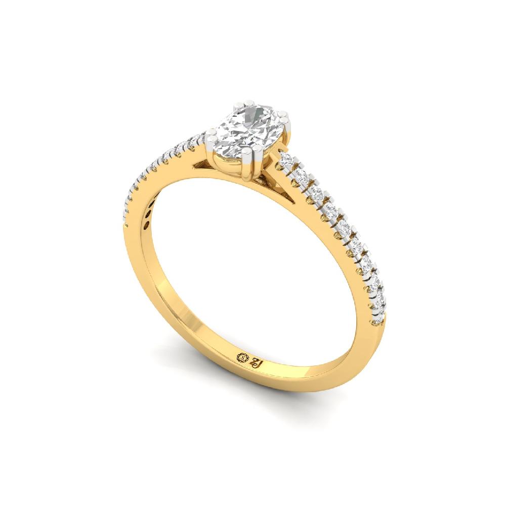0.36ct Oval Cut CVD Diamond Golden Solitaire Ring