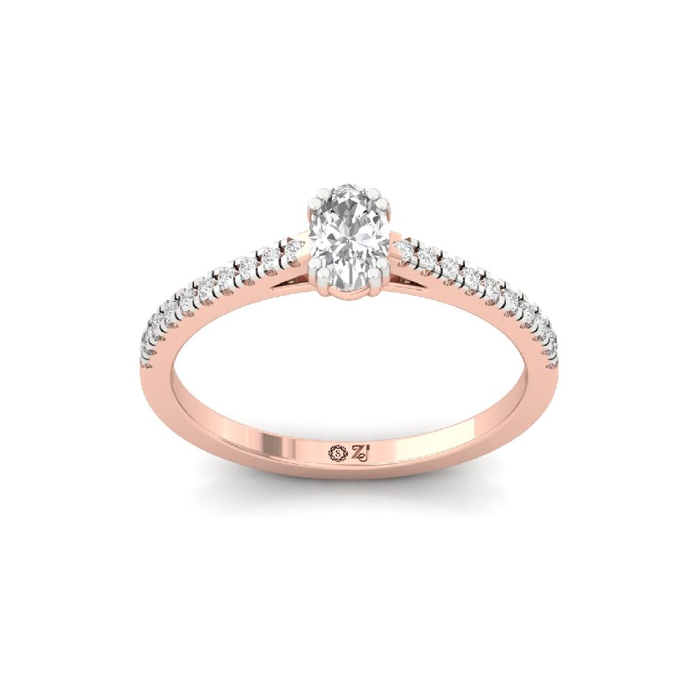 0.36ct Oval Cut CVD Diamond Golden Solitaire Ring