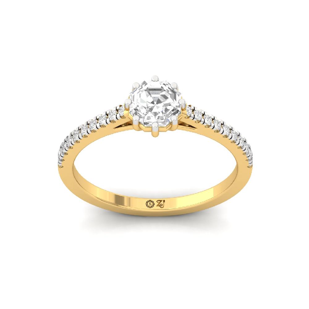 0.92ct Octagon CVD Diamond Celestial Solitaire Ring