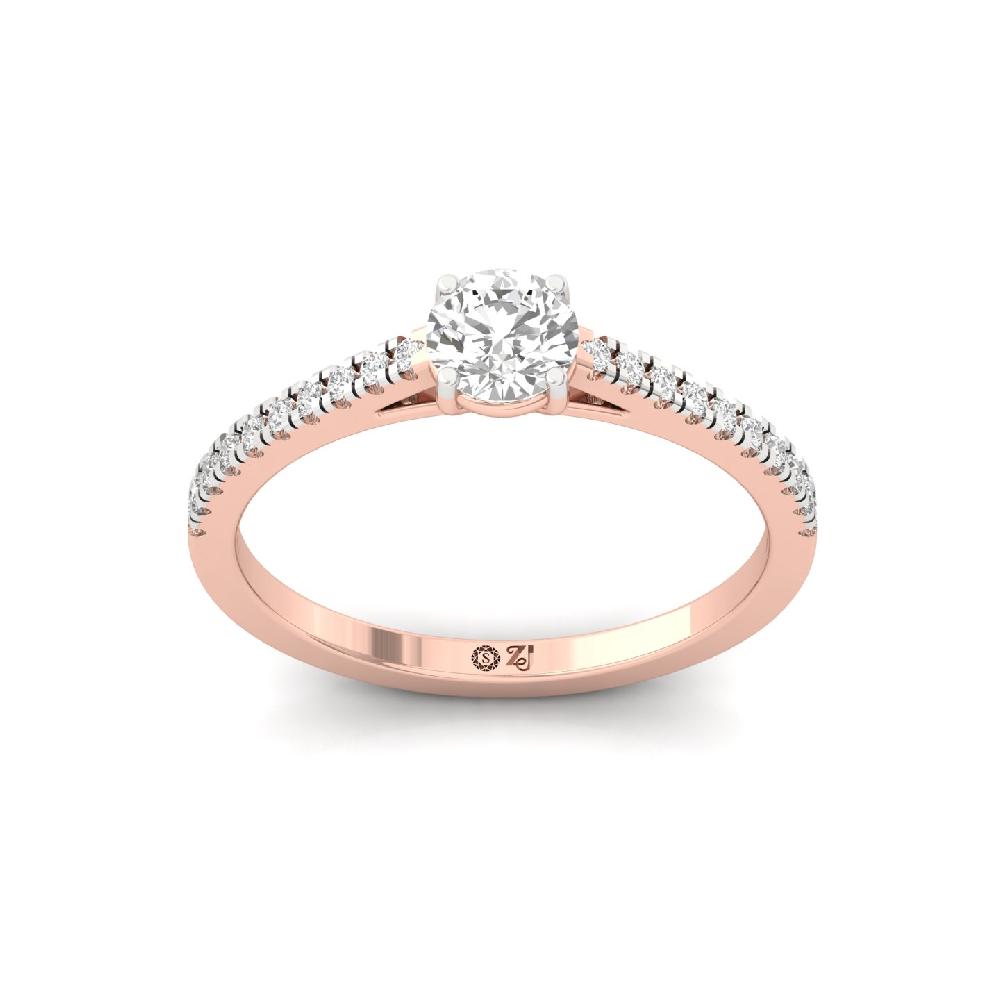 0.50 poitar ctround cut CVD lab grown Diamond Elegance Solitaire Ring