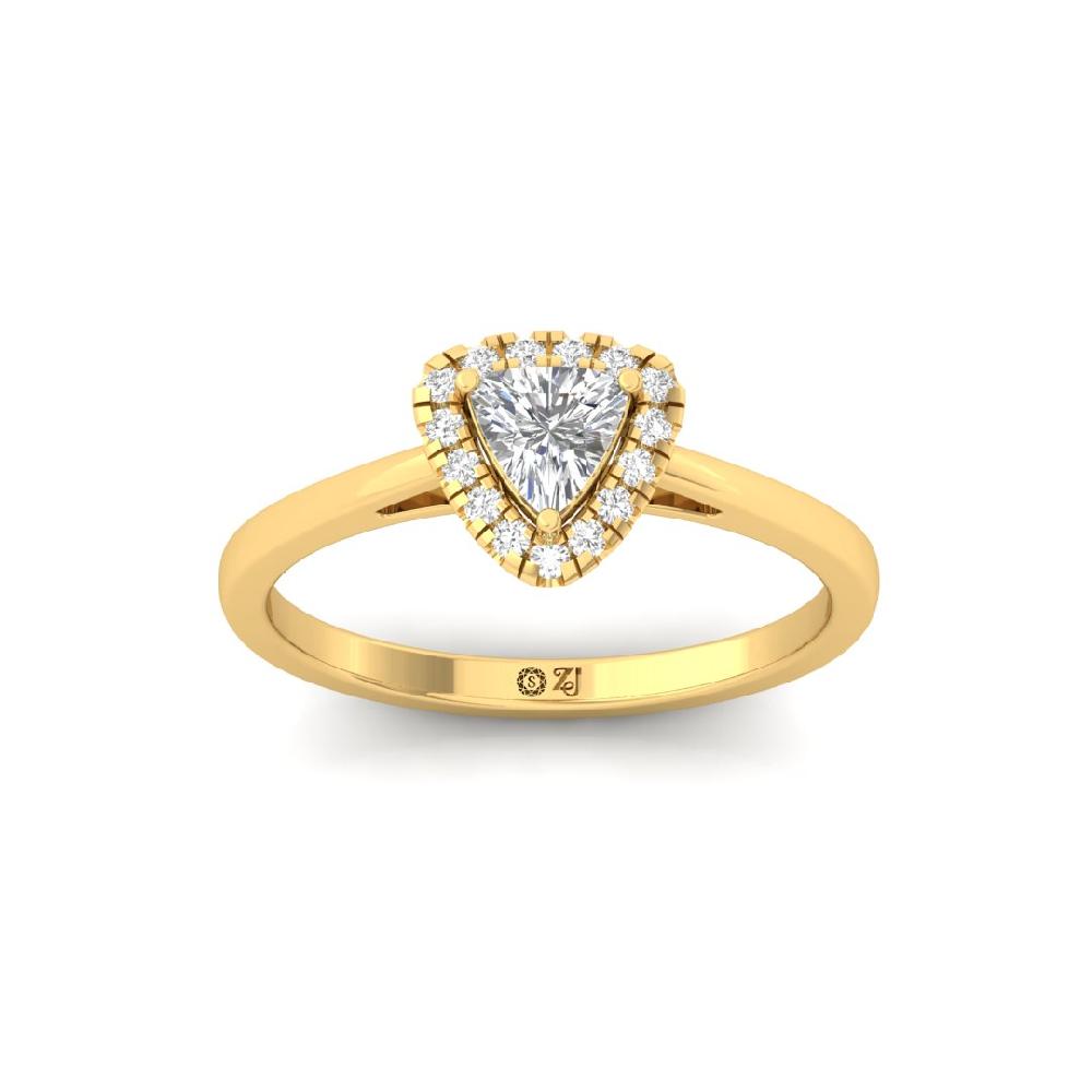 Trillion Curved & Round CVD-Lab grown Diamond sliver and gold Ring