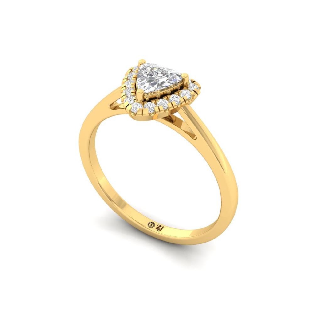 Trillion Curved & Round CVD-Lab grown Diamond sliver and gold Ring