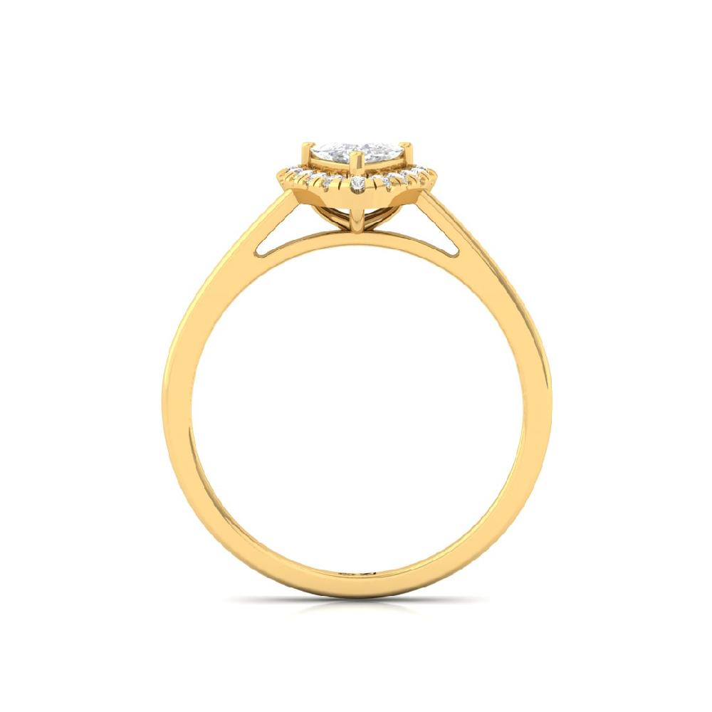 0.40 Poitar Trillion Curved & Round CVD-Lab grown Diamond sliver and gold Ring