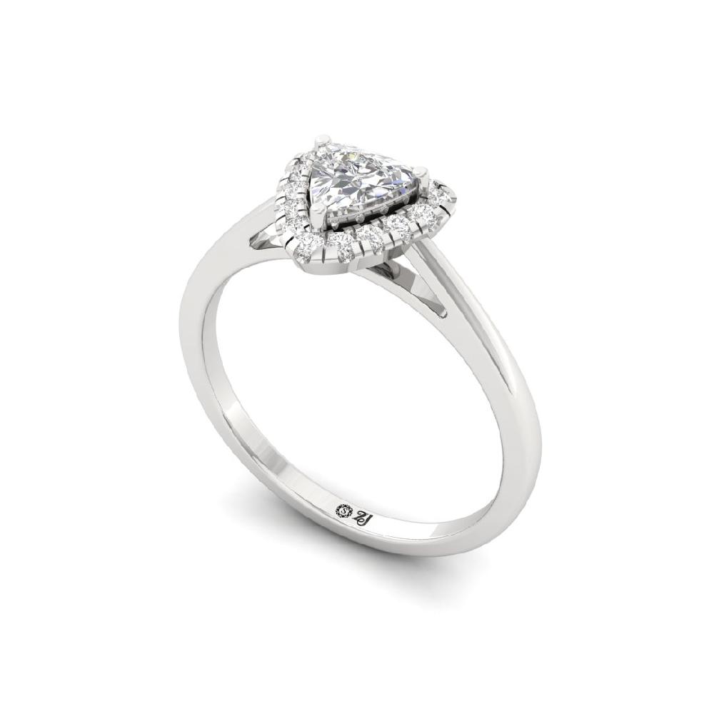 0.40 Poitar Trillion Curved & Round CVD-Lab grown Diamond sliver and gold Ring