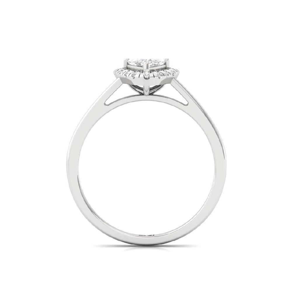 0.40 Poitar Trillion Curved & Round CVD-Lab grown Diamond sliver and gold Ring