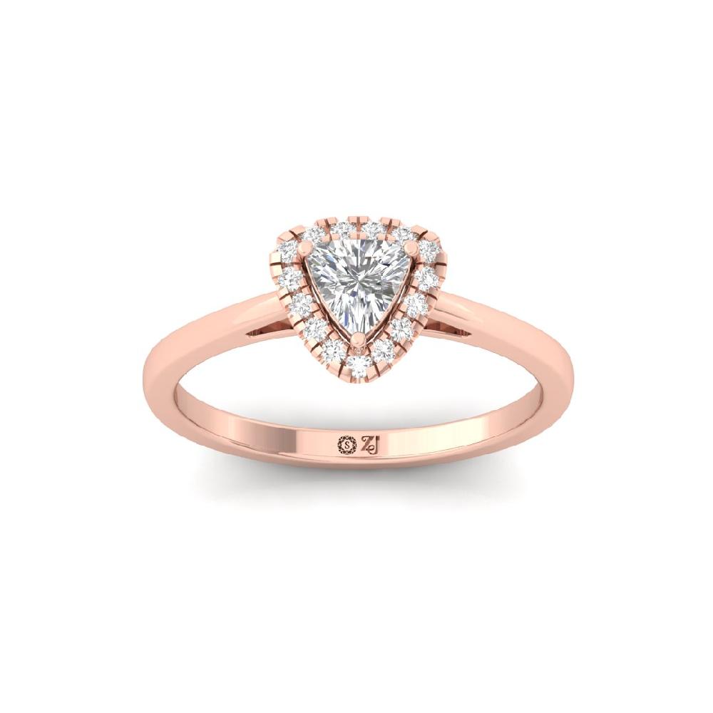 0.40 Poitar Trillion Curved & Round CVD-Lab grown Diamond sliver and gold Ring