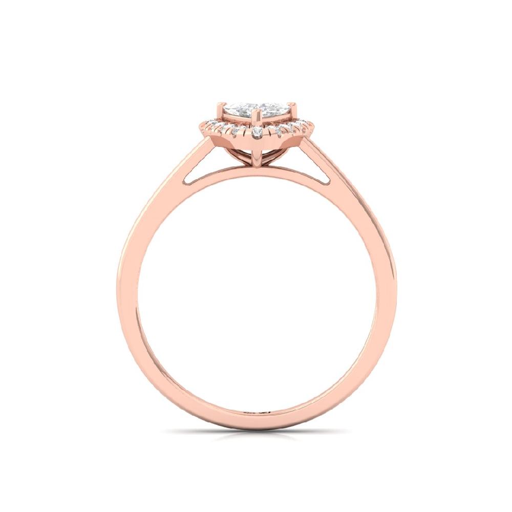 0.40 Poitar Trillion Curved & Round CVD-Lab grown Diamond sliver and gold Ring