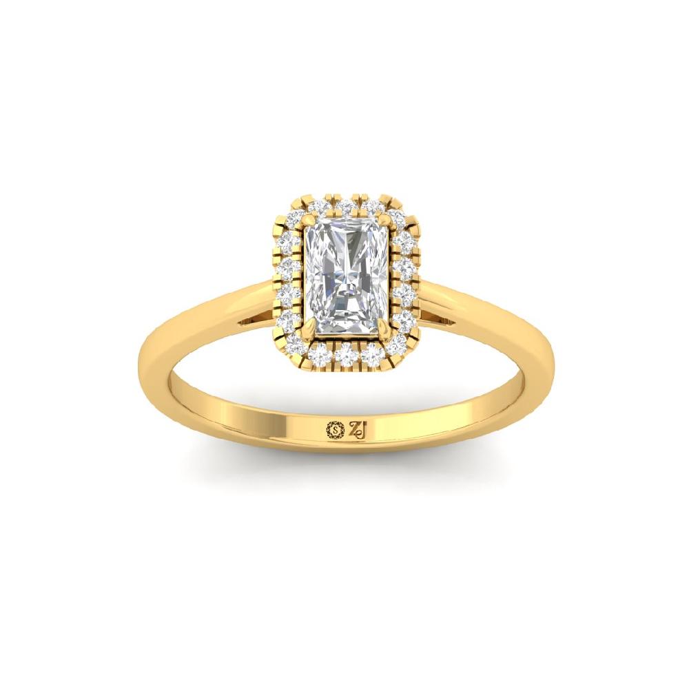 Radiant-Cut & Round Halo Solitaire Diamond Ring