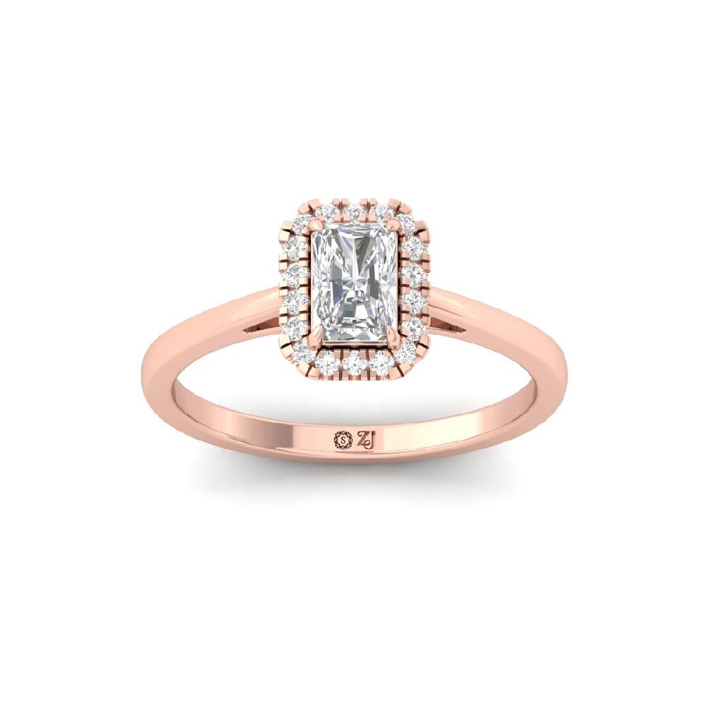 Radiant-Cut & Round Halo Solitaire Diamond Ring