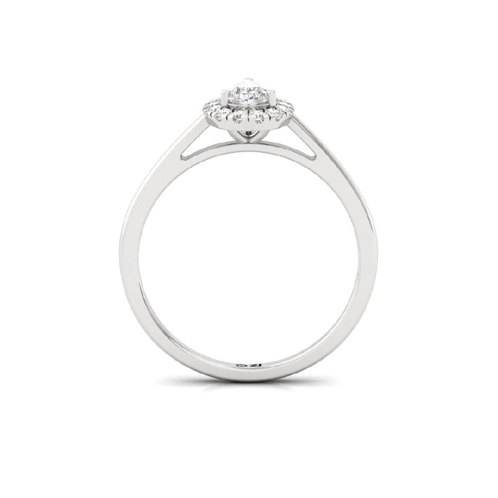 0.35 poitar Pear & Round cut Halo Solitaire CVD-Lab Grown Diamond sliver & Gold Ring