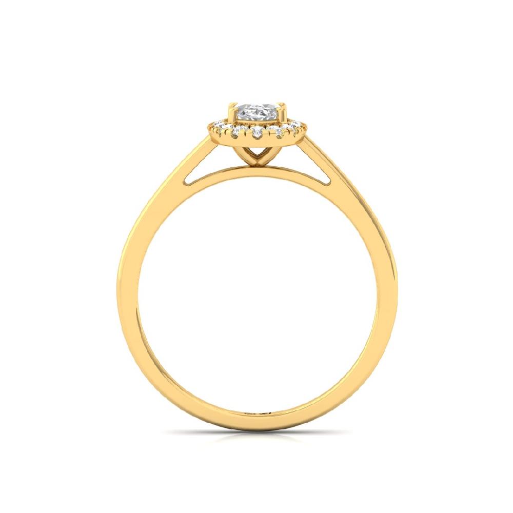 Oval & Round Halo Solitaire CVD-Lab Grown Diamond sliver & Gold Ring