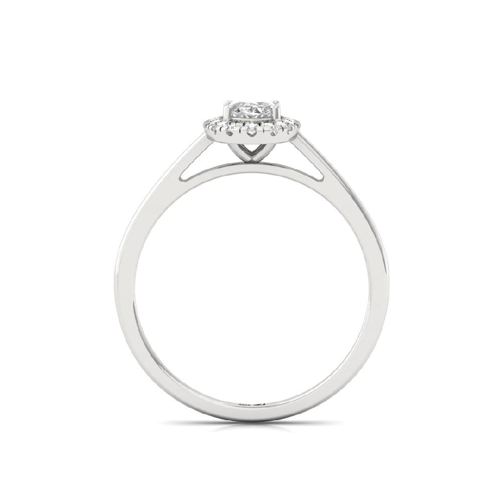 Oval & Round Halo Solitaire CVD-Lab Grown Diamond sliver & Gold Ring