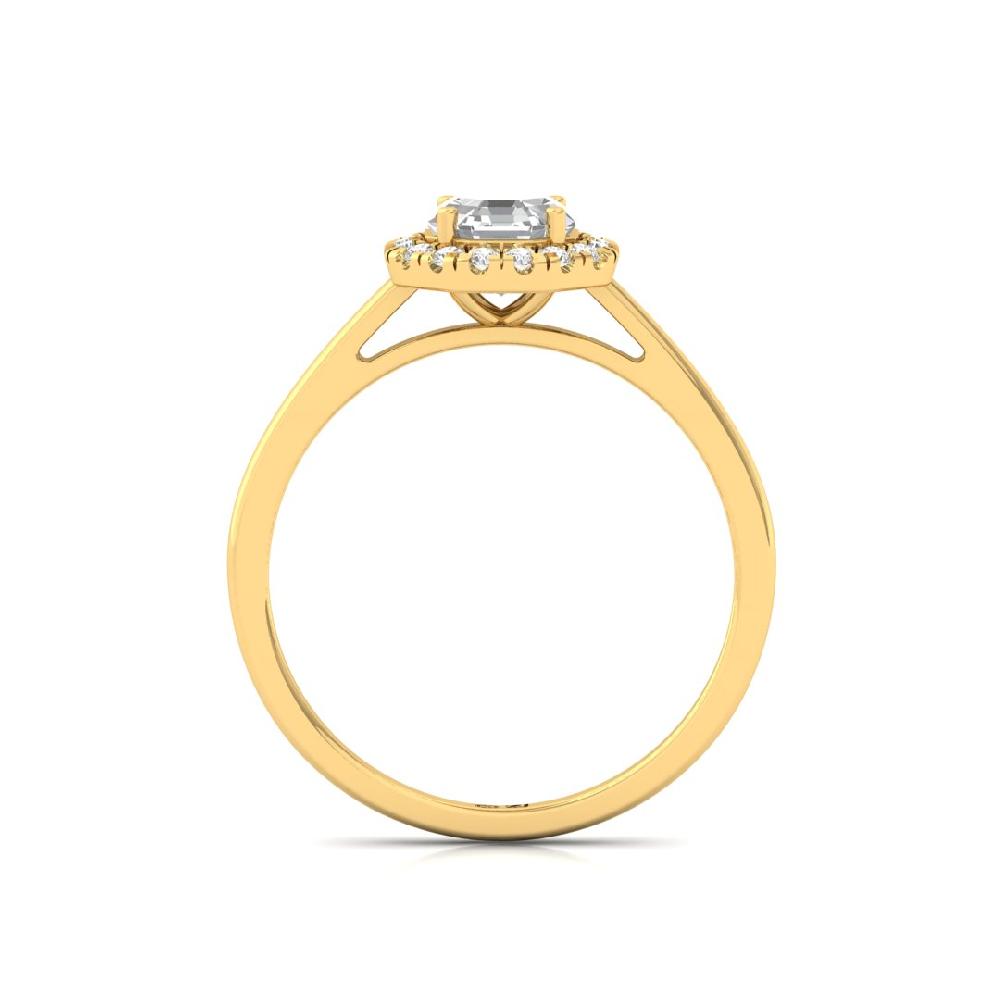 Octagon & Round Halo Solitaire CVD-Lab Grown Diamond sliver & Gold Ring