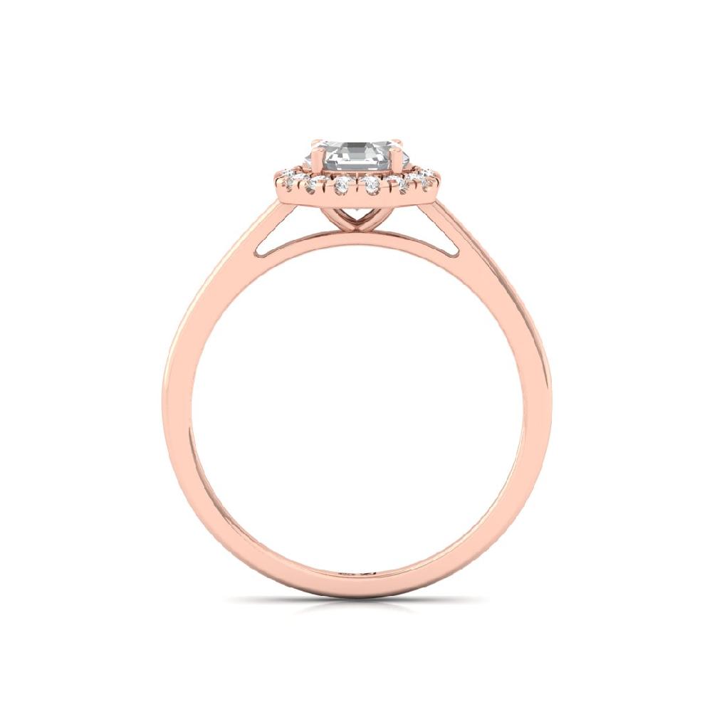 Octagon & Round Halo Solitaire CVD-Lab Grown Diamond sliver & Gold Ring