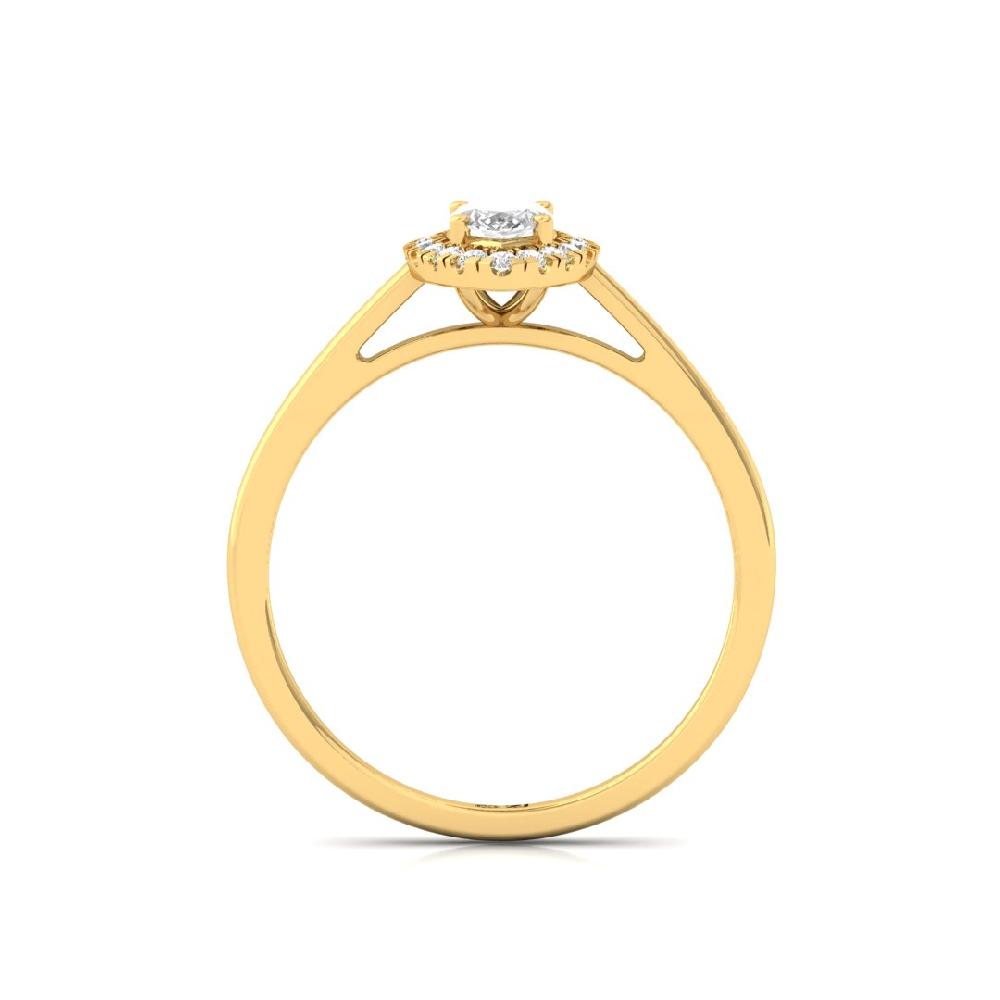 Marquise & Round Halo Solitaire CVD-Lab Grown Diamond sliver & Gold Ring