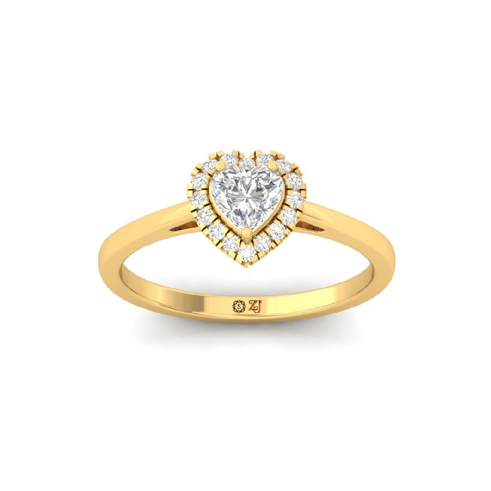 Heart-Cut & Round Halo Solitaire CVD-Lab Grown Diamond Ring
