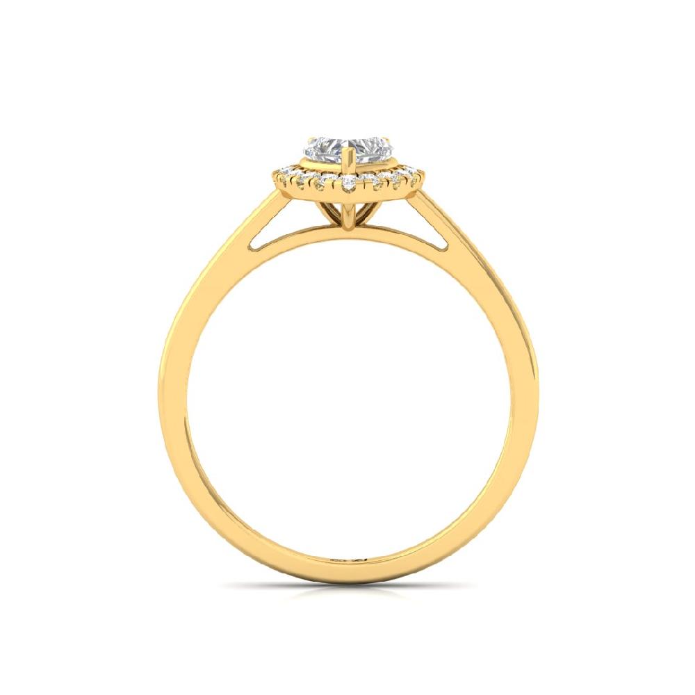 Heart-Cut & Round Halo Solitaire CVD-Lab Grown Diamond Ring