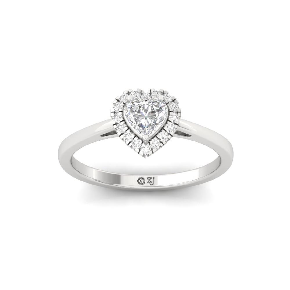 Heart-Cut & Round Halo Solitaire CVD-Lab Grown Diamond Ring