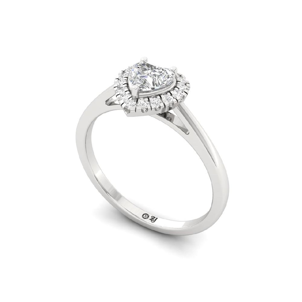 Heart-Cut & Round Halo Solitaire CVD-Lab Grown Diamond Ring